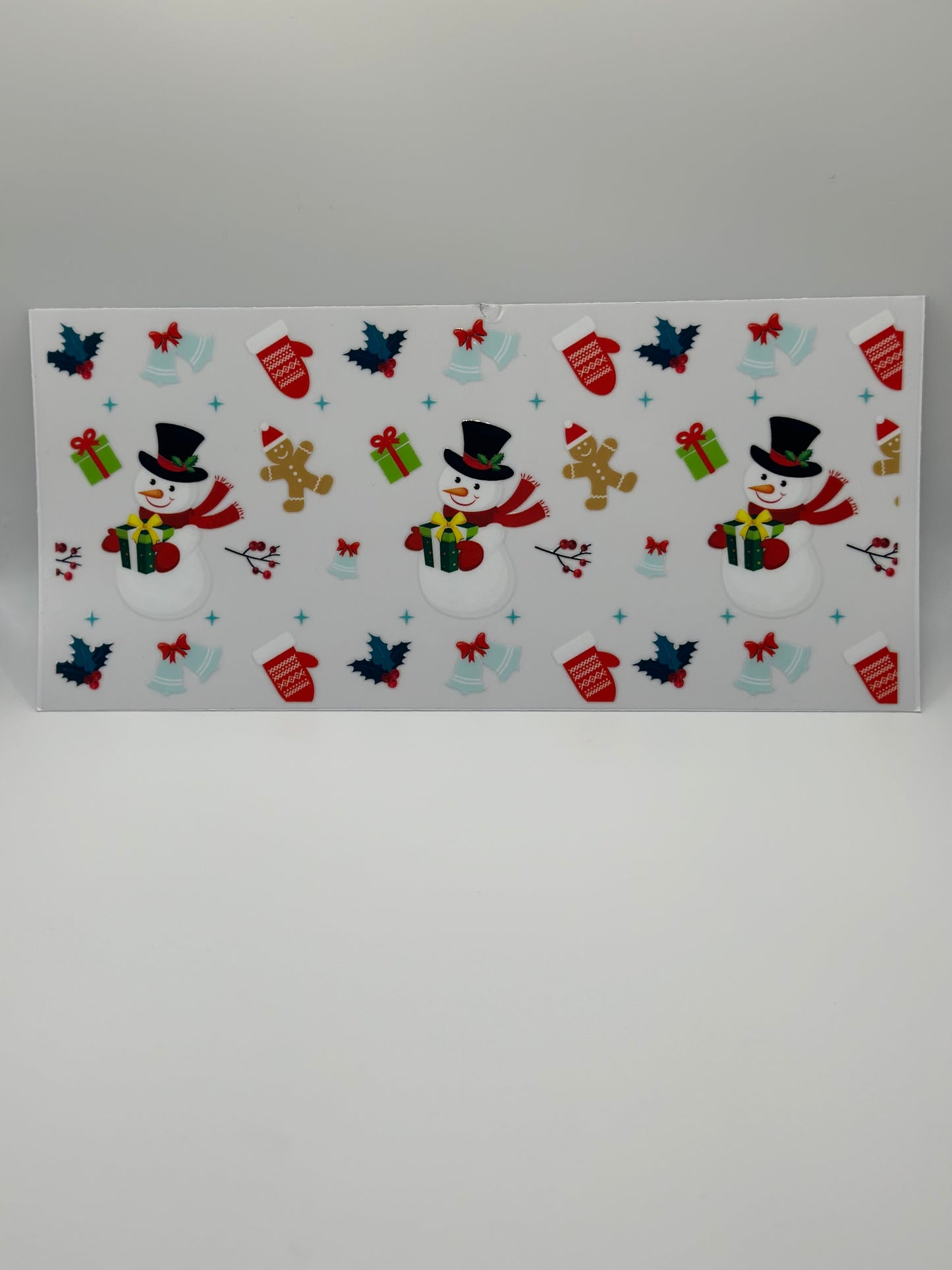 Snowman Holding Present Wrap