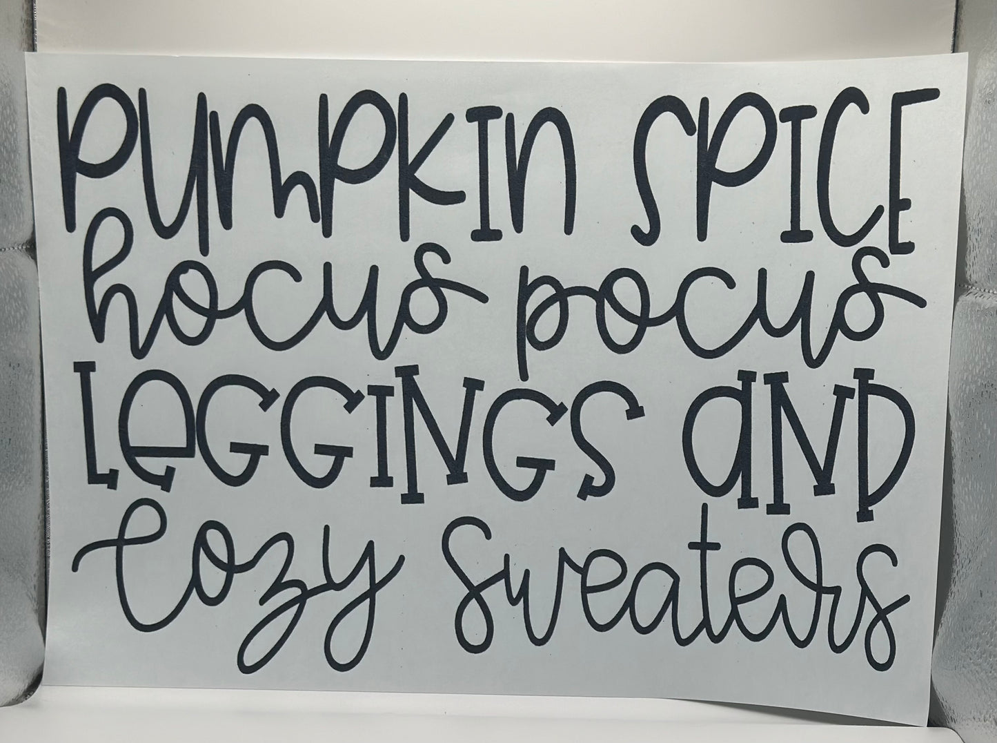 Fall Words Screen Print Black Ink